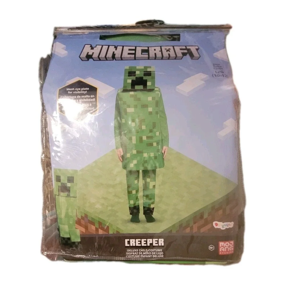 Minecraft Halloween Creeper Youth Size L 10-12‎ Jumpsuit Classic Child Costume